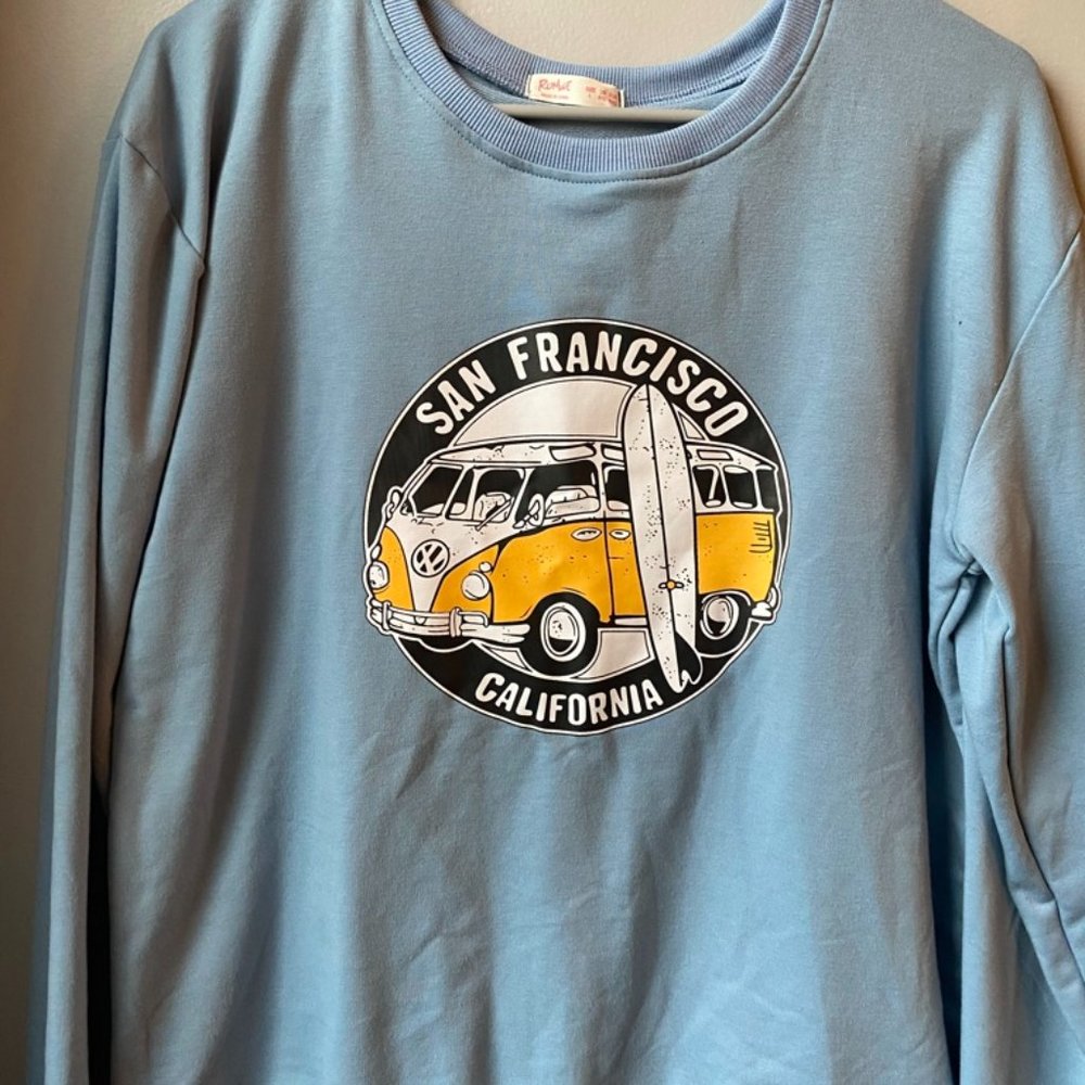 Large graphic crew neck